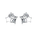 Minimalist 925 Sterling Silver Twinkling Star Shape CZ Diamond Stud Earrings for Women