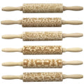Emboss Dough Roller Pattern Shaped Wooden Embossing Rolling Pin for Christmas