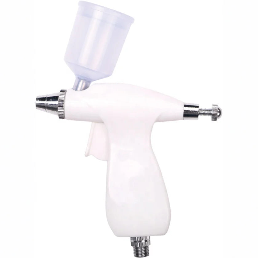 BT-105 Compact White Eco-Friendly Dual Action 0.3mm Nozzle Airbrush Machine Cake Art Food-Safe Gravity Spraying Tool Home Bakers