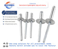 DIN7337 Standard Blind Pop Rivets 3/16 5/32 Flat Dome Type Screws in Material Aluminum Steel Large Flange Head Fasteners