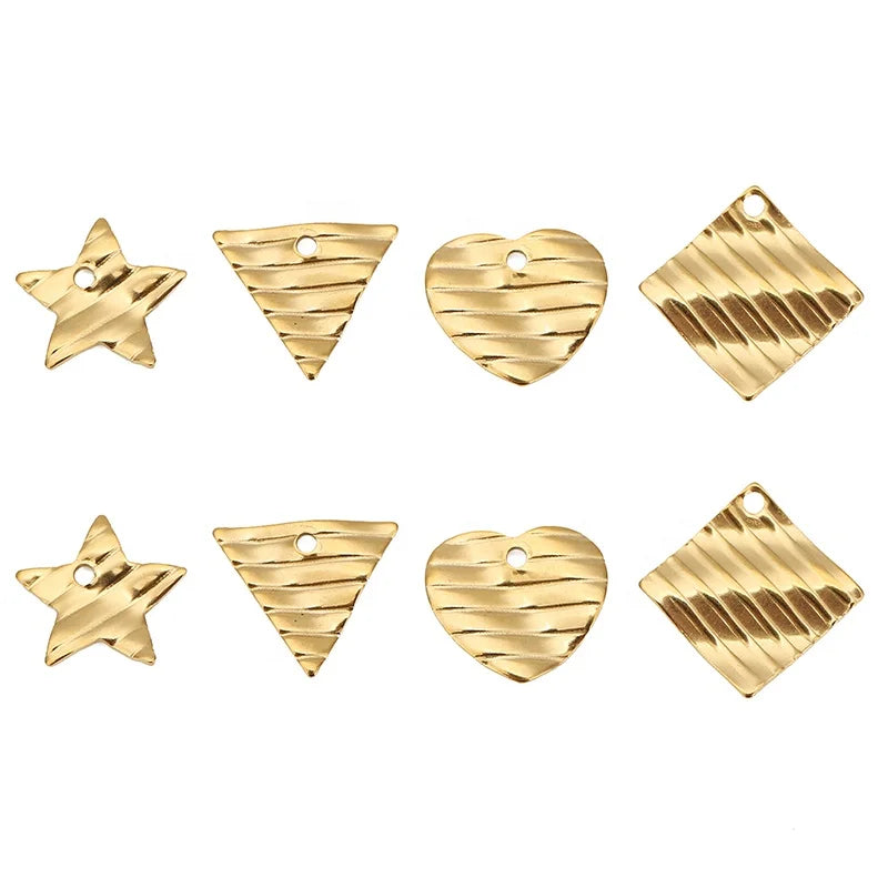 20Pcs Stainless Steel Peach Heart Rhomboid Five-pointed Star Triangle Charms Pendants for DIY Earrings Supplies Making Jewelry