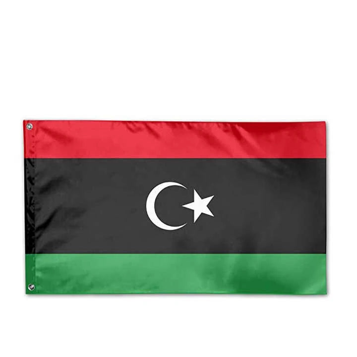 Wholesale 100% polyester flying election flag 3 * 5FT knitted digital printed outdoor flag Libya election flag banner
