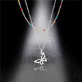 DAIHE 2pcs/set Butterfly Necklace Set for Women Girls Jewelry Clavicle Chain Beaded Stainless Steel Butterfly Necklaces