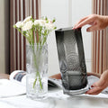 Wedding Centerpieces Tabletop Home Decor Hydroponic Flower Tree-ring Hexagonal Cheap Tall Clear Smoky Grey Glass Cylinder Vase