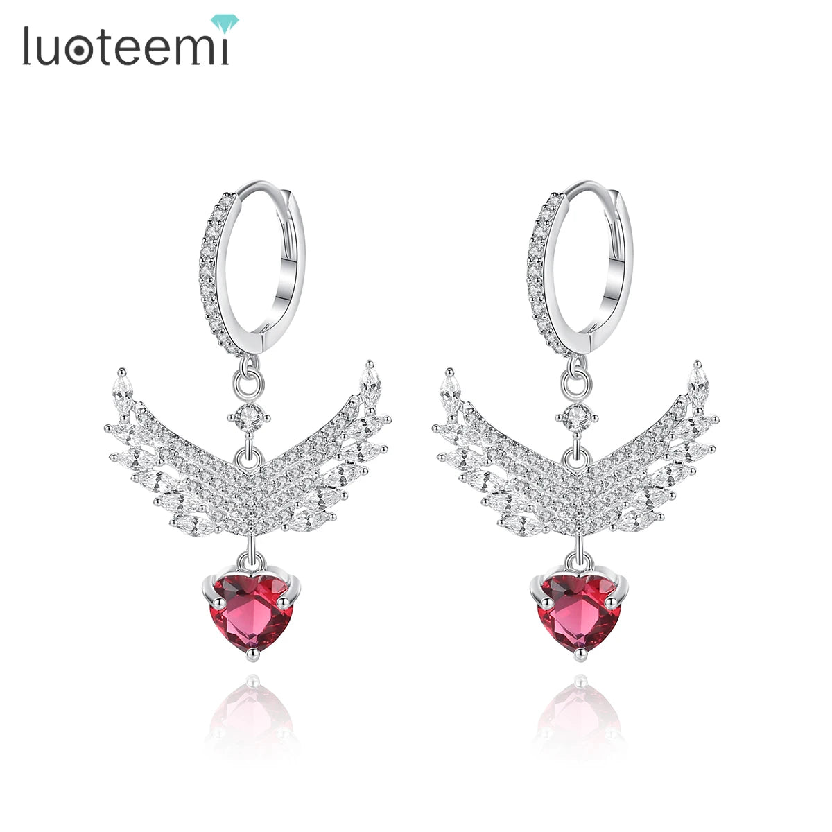 LUOTEEMI Jewelry Dangle Statement Fashion Large Zircon Hoop Woman Bohemian Charm Huggie Butterfly Earring