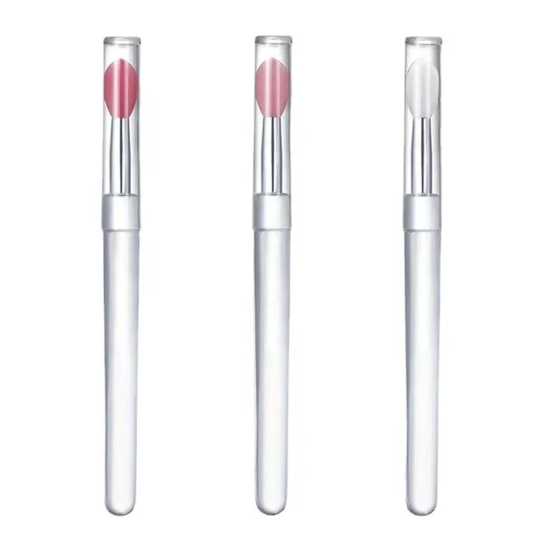 Wholesale Portable Multifunction Makeup Tools Single Silicone Lipstick Eye Shadow Sequins Plastic Handle Lip Gloss Application