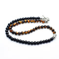 Factory Direct Making Natural Stone Tiger Eye Stone Shiny Agate Stainless Steel Clasp Men Choker Necklace