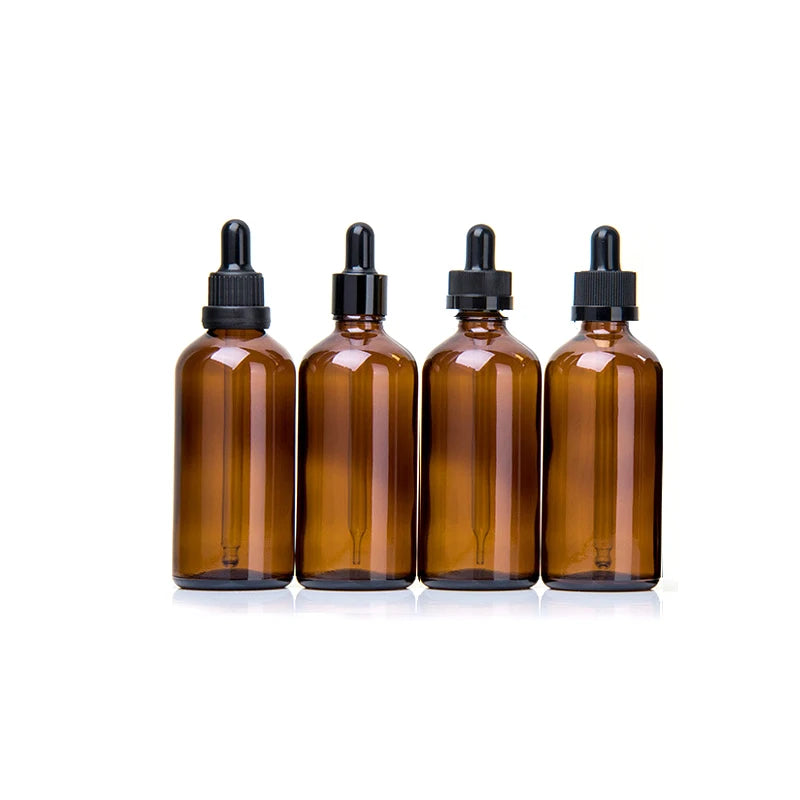 Empty Drop Oil Bottle Luxury Glass 100ml Competitive Price 15ml Dropper Essential Oils Serum Cosmetic Packaging with Black Caps