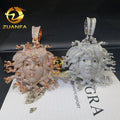 2.5" Height Popular Style 925 Silver Hip Hop Jewelry VVS Moissanite Diamond Medosa Logo Pendant Charm Necklace Men