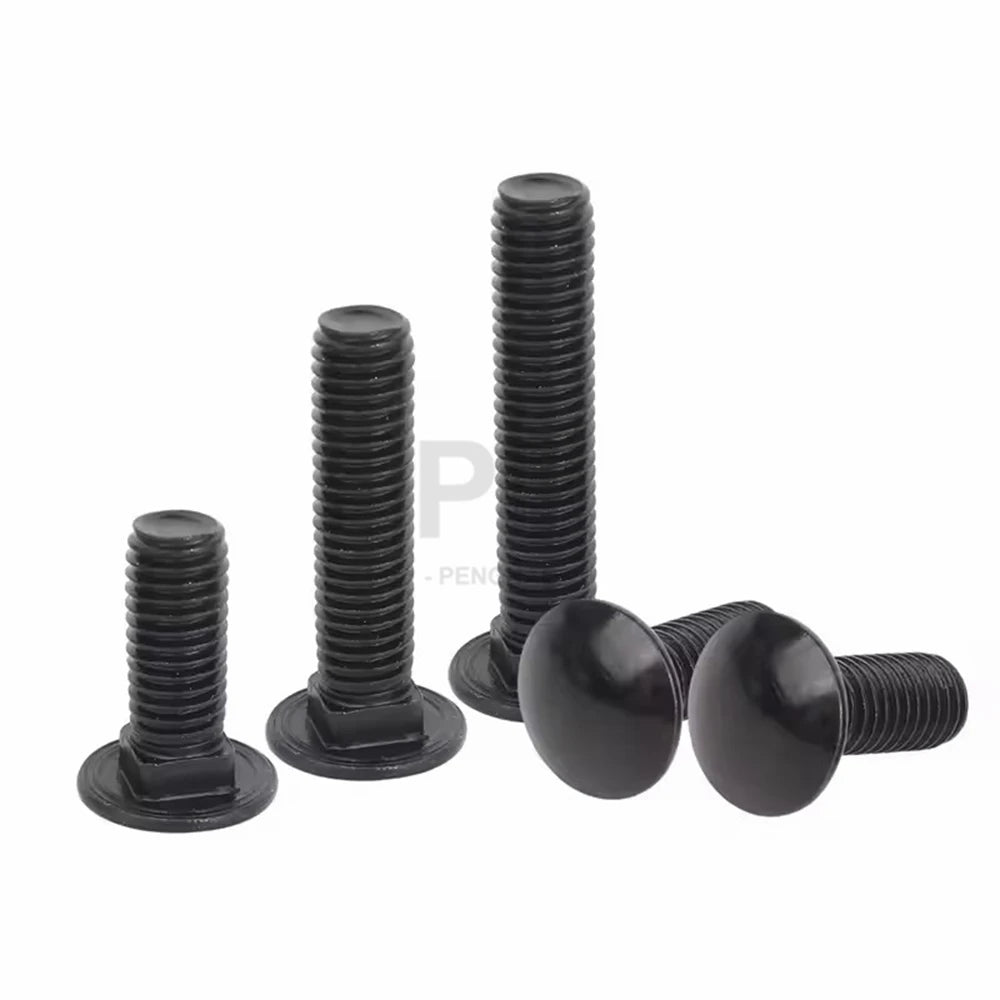 M6 M8 M10 M12 M16 M20 Black Oxide Carbon Steel GB801 ISO8678 Truss Round Head Square Short Neck Carriage Screw Small Coach Bolt