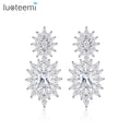LUOTEEMI Dangling Zircon Cubic Zirconia Fashion Jewelry Wedding Earing Geometric Elegant Woman Bridal Earring