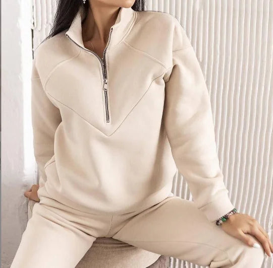 S-XXL Spring and Autumn Fashion Casual Hoodie Two Piece Set of Long Sleeve Solid Color Brushed Sweetheart Pants Casual Set