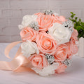 Ychon Wedding Bouquets for Bride Red Bridal Bouquet of Flowers for Wedding Artificial Flowers Rose Burgundy Tossing