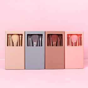 Mini Travel 5pcs Makeup Brush Set Mirror Box Fan Brushes Eyebrow Pencil Wholesale Cosmetic Face Eye Shadow Beauty Tools Set