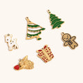 Assorted Gold Plated Enamel Christmas Charms Fashion Xmas Pendant for DIY Necklace Bracelet Making Stainless Steel for Party