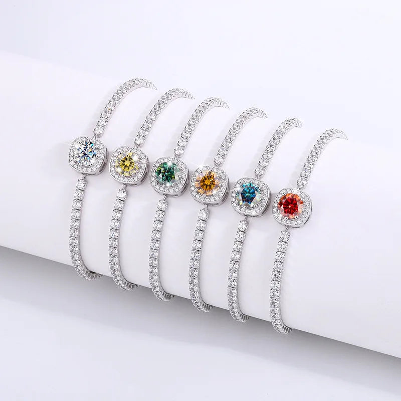Factory Wholesale 925 Sterling Silver Vintage Design 1Carat D Color Moissanite Tennis Bracelet for Women Engagement Fine Jewelry