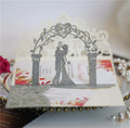 3D Pop up Envelope Invitations Bride and Groom White Floral Engagement Invitations Laser Cut Pocket Wedding Invitation Card