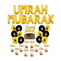 UMRAH Mubarak Letter Foil Balloons Garland Helium Printed Latex Balloon Kit Cupcake Toppers for Happy Ramadan/EID Party Decor