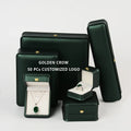 Custom Holiday Cheap Ring Earring Bracelet Pendent Velvet Inner Green Pu Leather Jewellery Gift Boxes