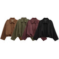 ZATRHMBM Spring Women's 2025 New Fashion Pilot Jacket Coat Retro Lapel Long Sleeve Loose Casual Women's Coat