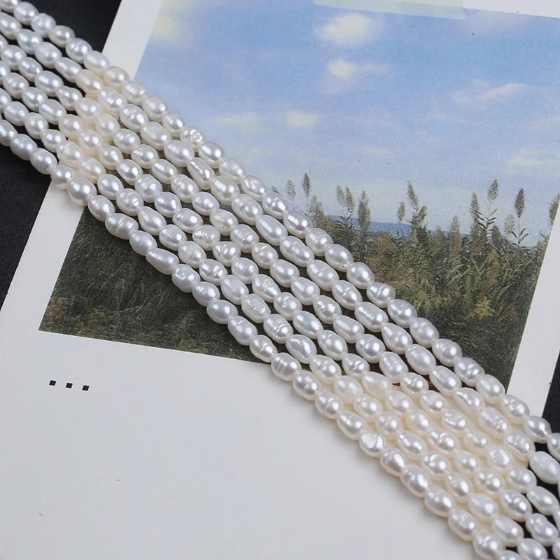 Zhuji Natural 3.5-4mm White Freshwater Pearls Rice Shape Third Party Appraisal China for Jewelry Making