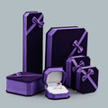 Purple Ring Earrings Pendant Necklace Bracelet Gift Velvet Jewelry Packaging Box Purple Jewelry Set Box for Wedding