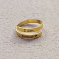 SC Popular Simple Stainless Steel Rings Fashion Gold Silver Initial Finger Rings Motivational Sentence Rings Gifts for Women