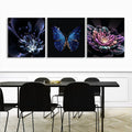 3D Abstract Butterfly and Flower Canvas Poster Art Print Wall Picture Home Decor