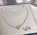 JW103 5-6mm  DIY Natural Real Freshwater Pearl Set Charm  Accessories 925 Sterling Silver  Gold Plated Jewelry Set for Women