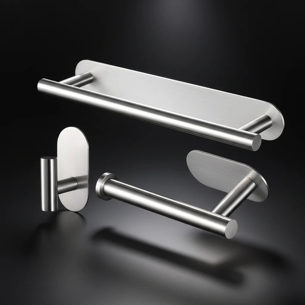HOMEDEC Wall Mount 3 Pcs Bathroom Hardware Set Toilet Accessories Paper Holder Shower Hanging Hooks Towel Rack Set