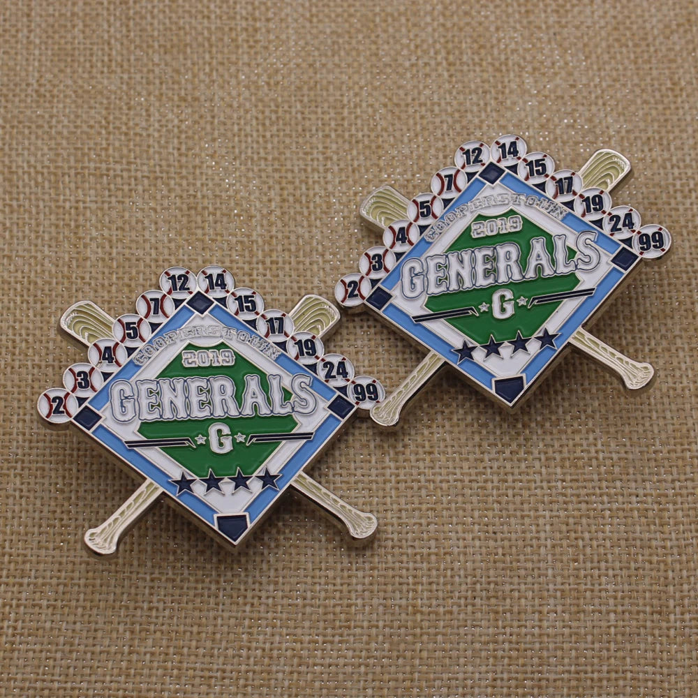 Wholesale Custom Logo Baseball Team Folk Art Europe Souvenir Brooch Lapel Pins 6 Color UV Printed Metal Enamel Casting Alloy