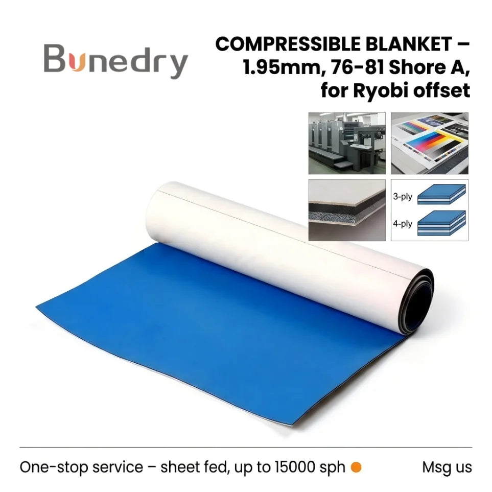 Offset Blanket Wholesale Manufacturer Supply Rubber for Offset Machine Ryobi Rubber 76-81shorea BDRMRB001 Bonedry CN;GUA 2-4
