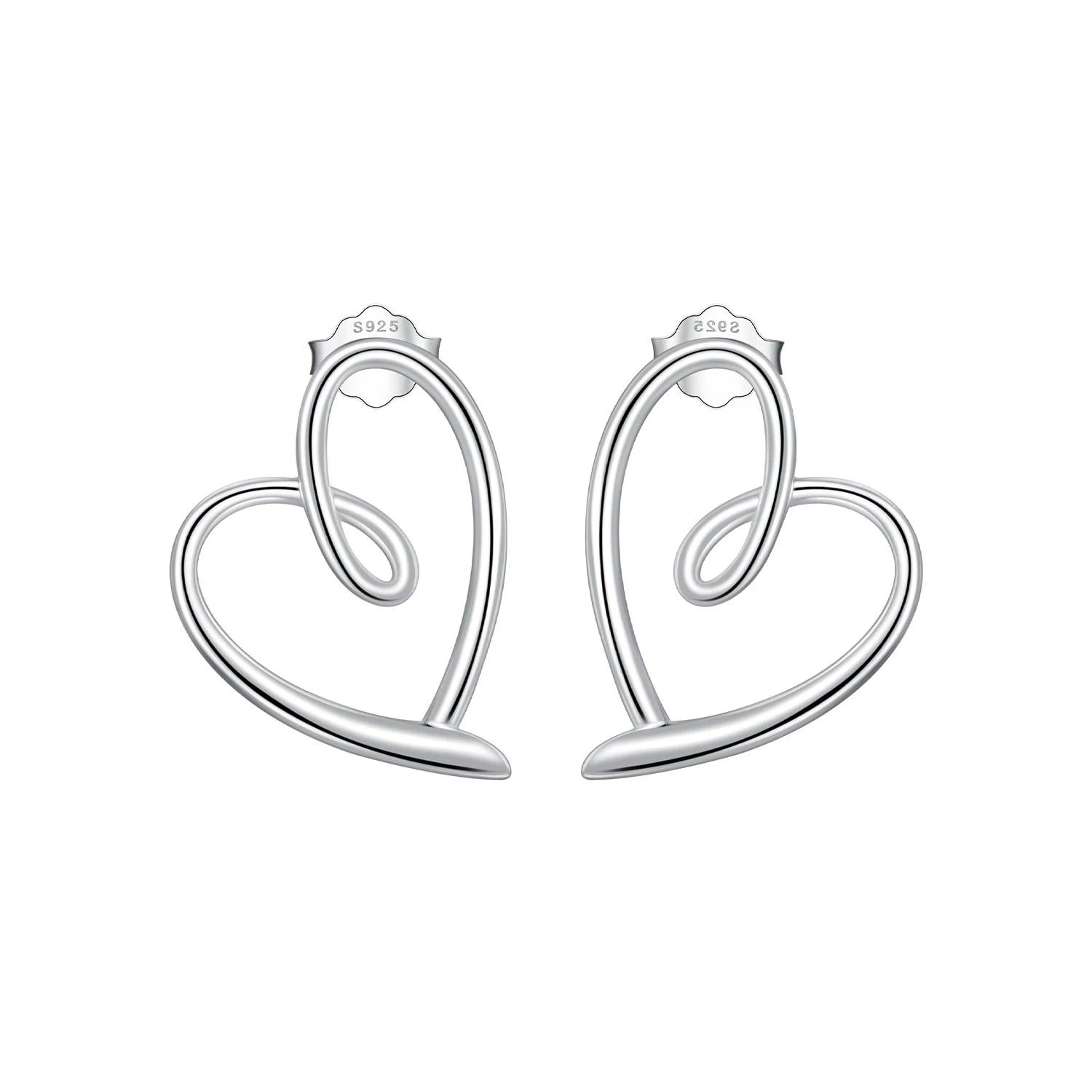 925 Sterling Silver Minimalist Line Heart Stud Earrings Geometric Love Earrings for Women Simple Fine Jewelry Gift BSE871