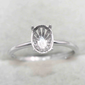 Sterling Silver 5*7/6*8/7*9/8*10/9*11/10*12mm Semi Mount Ring Empty Frame Blank Setting Base Without Center Stone for DIY Inlay