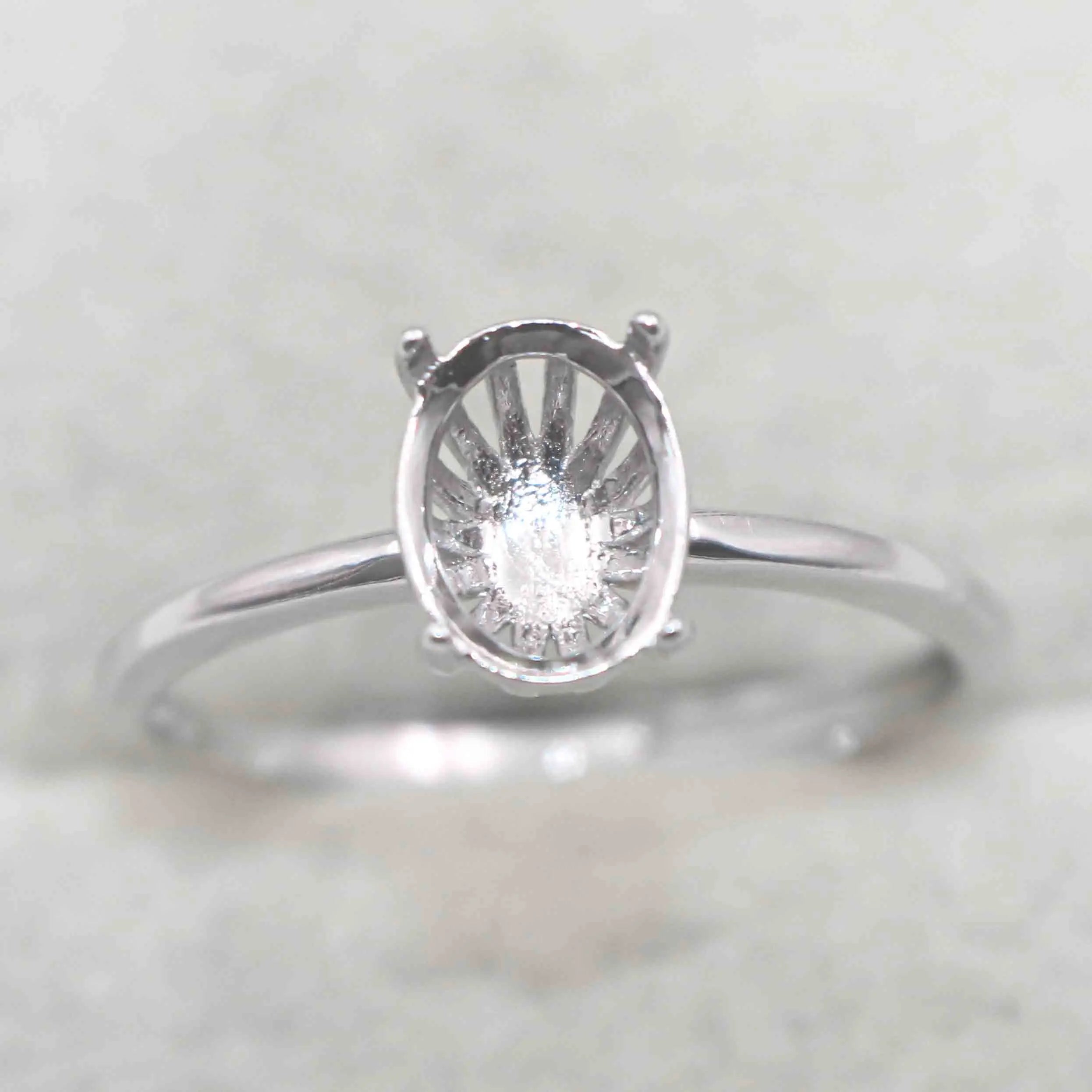 Sterling Silver 5*7/6*8/7*9/8*10/9*11/10*12mm Semi Mount Ring Empty Frame Blank Setting Base Without Center Stone for DIY Inlay