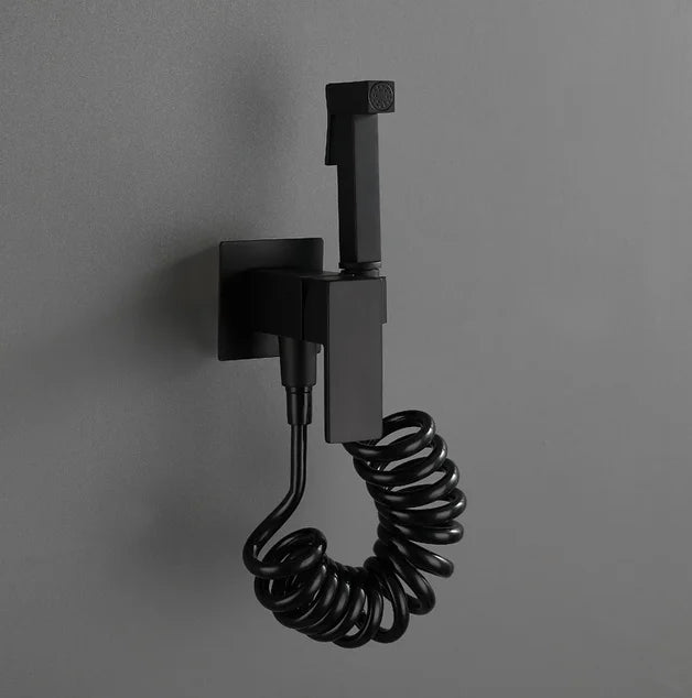 Matte Black Wall Mount Hygienic Shower Set Toilet Solid Brass Handheld Bidet Hot & Cold Water Mixer Tap