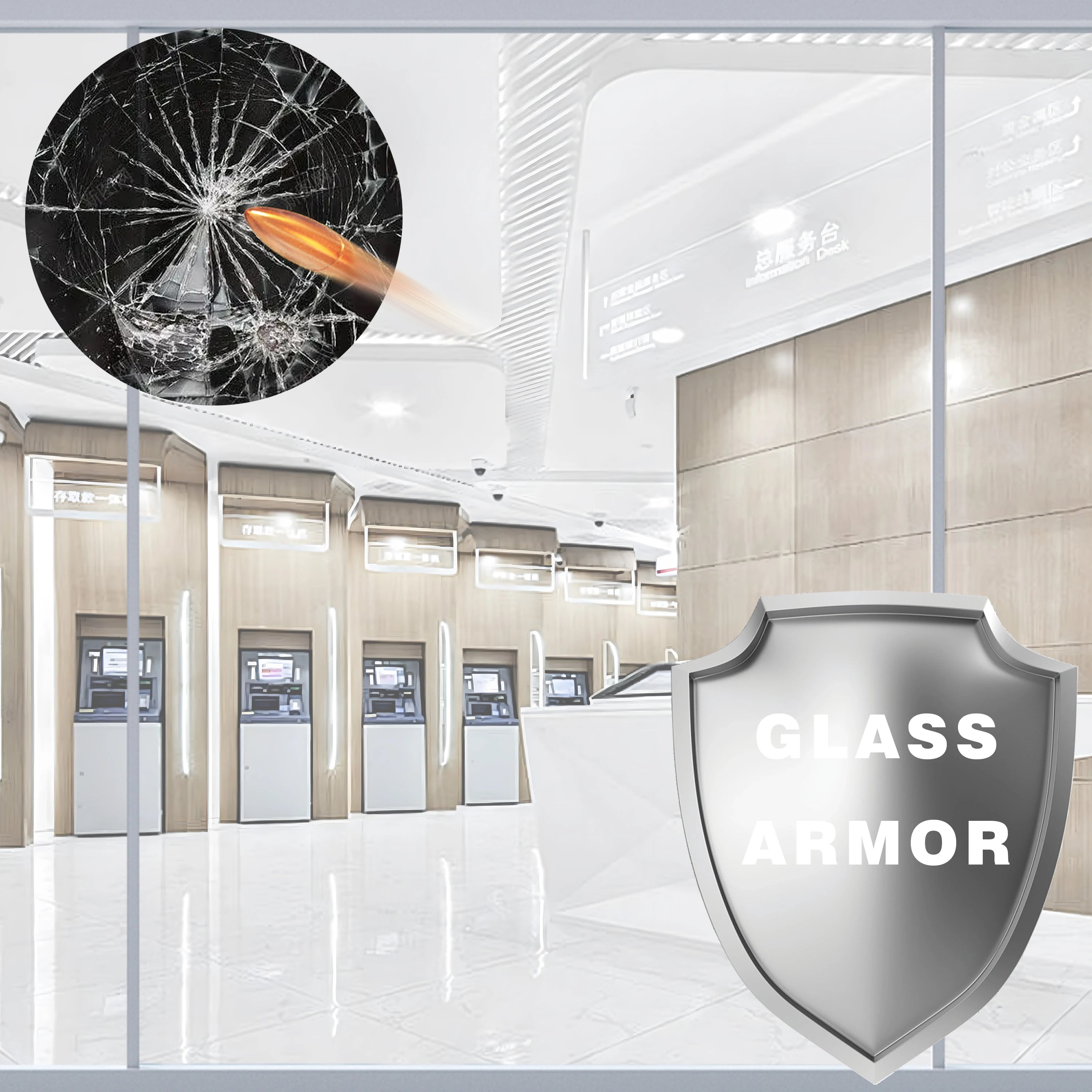14 Mil Bulletproof Quality Security Film clear Anti Explosion Anti Shatter Window Safety Film Security Building Glass Film