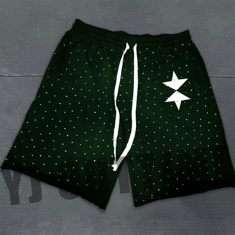 Custom Men Vintage Sun Dye Fade Sweat Cotton Shorts Distressed Cut Edge Distressed Patch Men's Summer Acid Wash Shorts