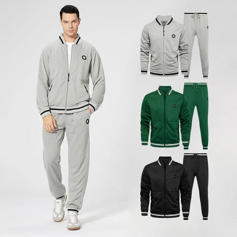 Men's Sweatsuits Polyester 2 Pcs Jogger Warm up Sports Sets Custom Logo Jogger and Jacket Men's Tracksuits Unisex Sweatsuit Sets
