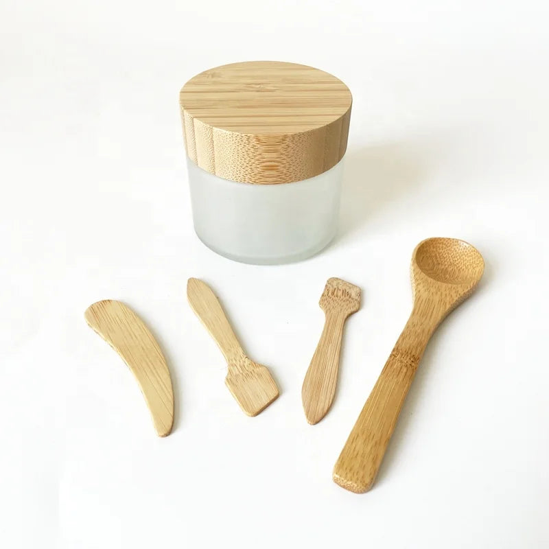 7 cm Natural Mini Bamboo Face Cream Scoop Small Wooden Stick Makeup Tools for Medicine Spoon Cosmetic Spoons