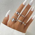 6pcs New Design Tree Branch Baguette Zircon Ring Set for Women Jewelry Wholesale
