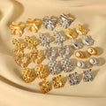 Stainless Steel Wave Flower Earrings Irregular Textured Stud Earrings Vintage Style Tarnish Free for Women Personal