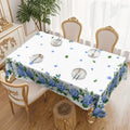 Blue Hydrangea Pattern Rectangular Round Tablecloth Easy to Clean Tablecloth for Round Rectangular Table