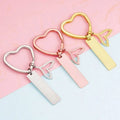 Personalized DIY Custom Mirror Polished Gold Stainless Steel Heart Blank Metal Keychain Laser Engraving Logo Key Chains Key Ring