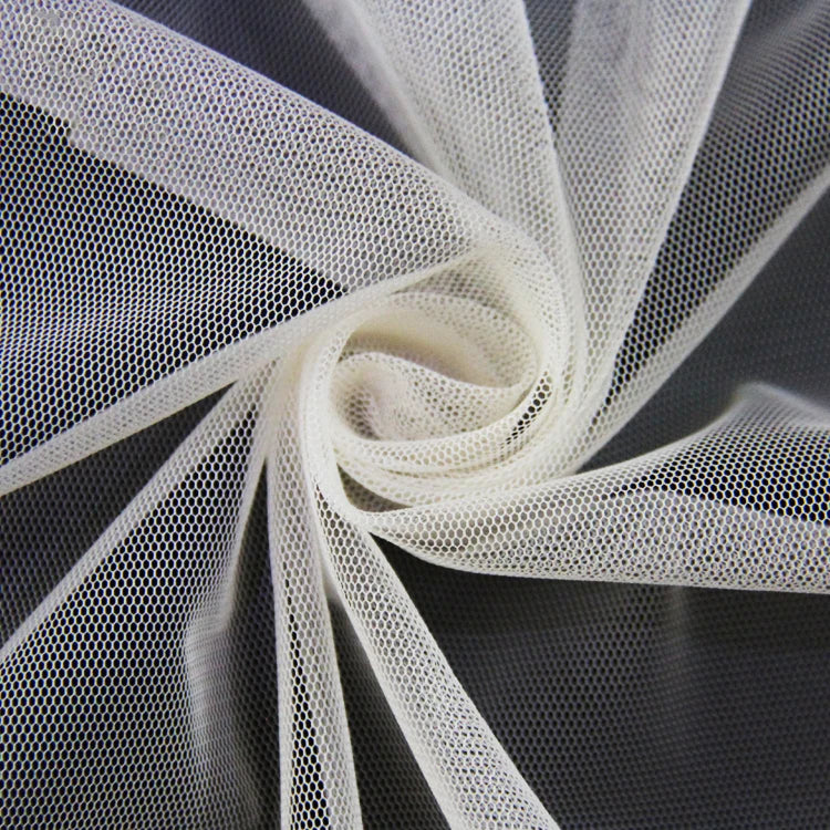 100% Polyester Warp Knit Organic Wedding Mesh Fabric Plain Design Tricot Girls Garments & Curtains Wholesale Stretch