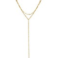 Simple Stainless Steel 18k Gold Plated Double Layers Clavicle Chain Necklace Long Tassel Y Shaped Side Chain Choker Necklace Set