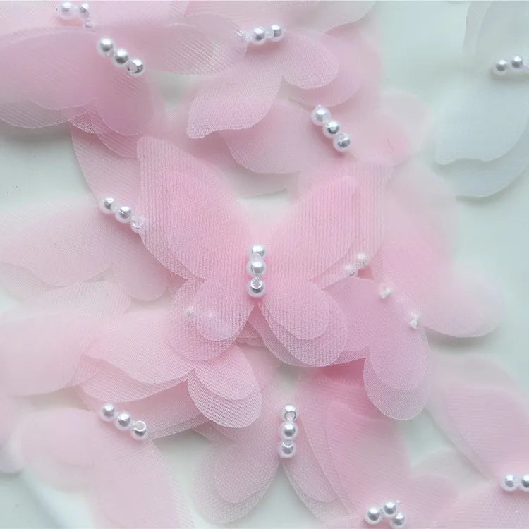 Handmade 3D Beaded Butterfly Mesh Lace (100% Polyester) for DIY Clothing Accessories Headgear Shoes & Bags