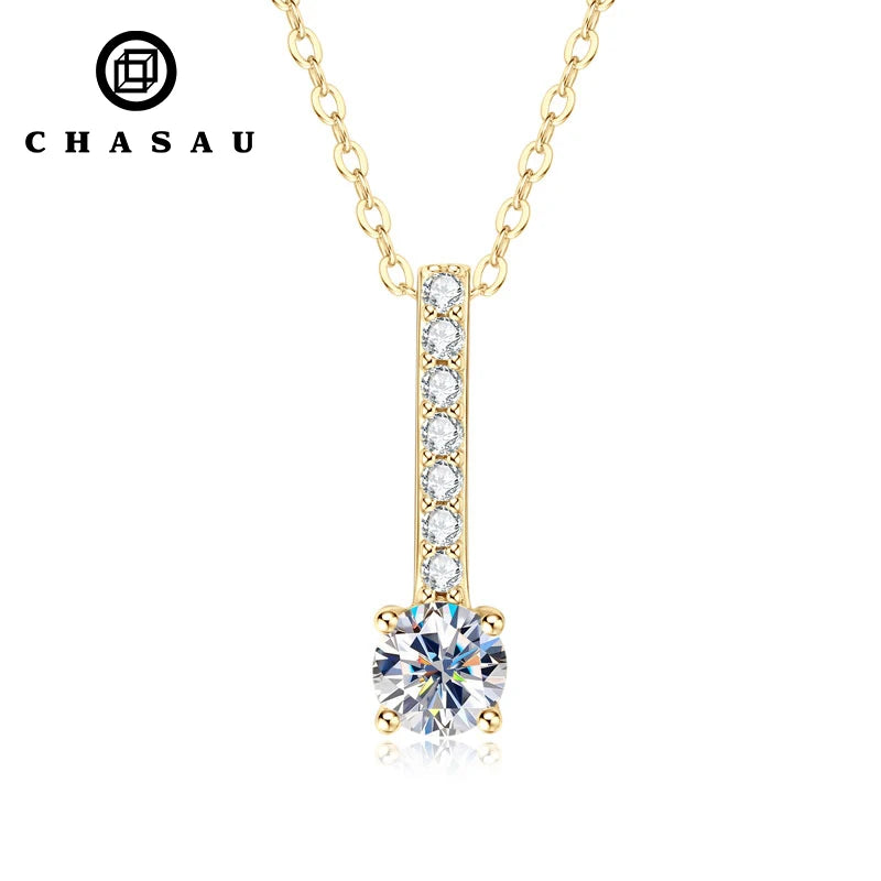925 Sterling Silver Women's Round Cut 5mm 0.5ct Cluster-Set Choker Real Moissanite Classic Pendant Necklace