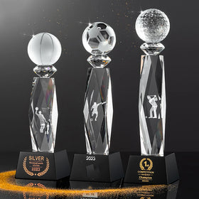 Honor of Crystal Custom Crystal Sport Trophy Cup Football Golf Volleyball Bodybuilding Trophy Crystal Medals and Trophies