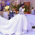 AL1399 2025 Wholesale Luxury Wedding Dresses  African Bride Lace Long Sleeve Tail Wedding Elegant Dresses Modest Wedding Dress